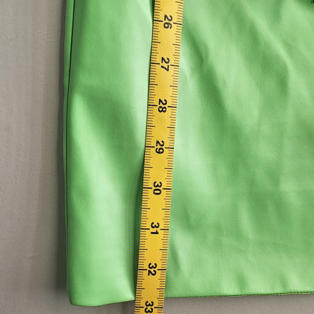 AKIRA M Green Faux Leather Mini Dress Trench Coat Size Going Out Party Miami ~ - Picture 8 of 9